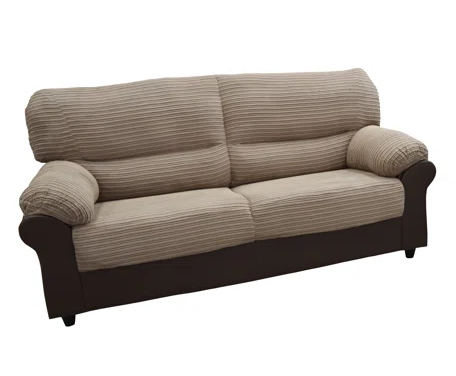 Appleby 3 Seat Beige Cord & Brown Faux Leather Sofa