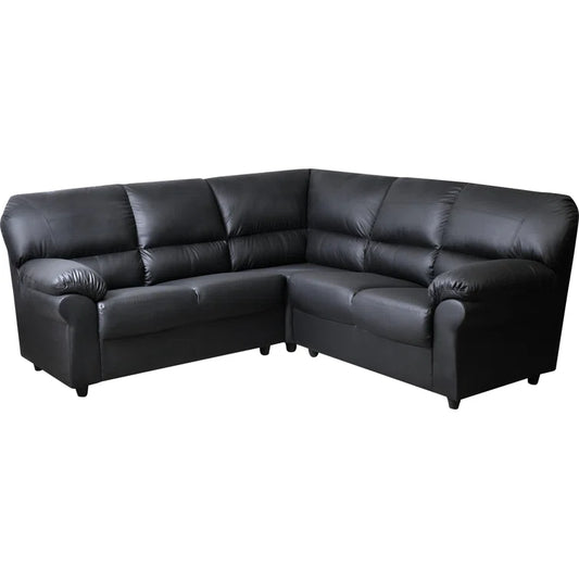 Apple Tree Black Faux Leather 4 Seater Corner Sofa