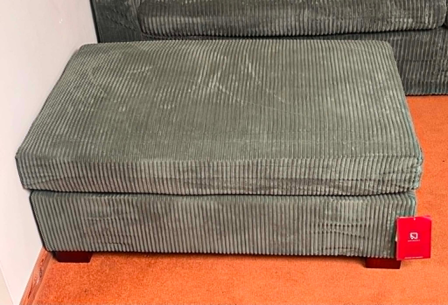 Barney Green Jumbo Cord Ottoman/Footstool