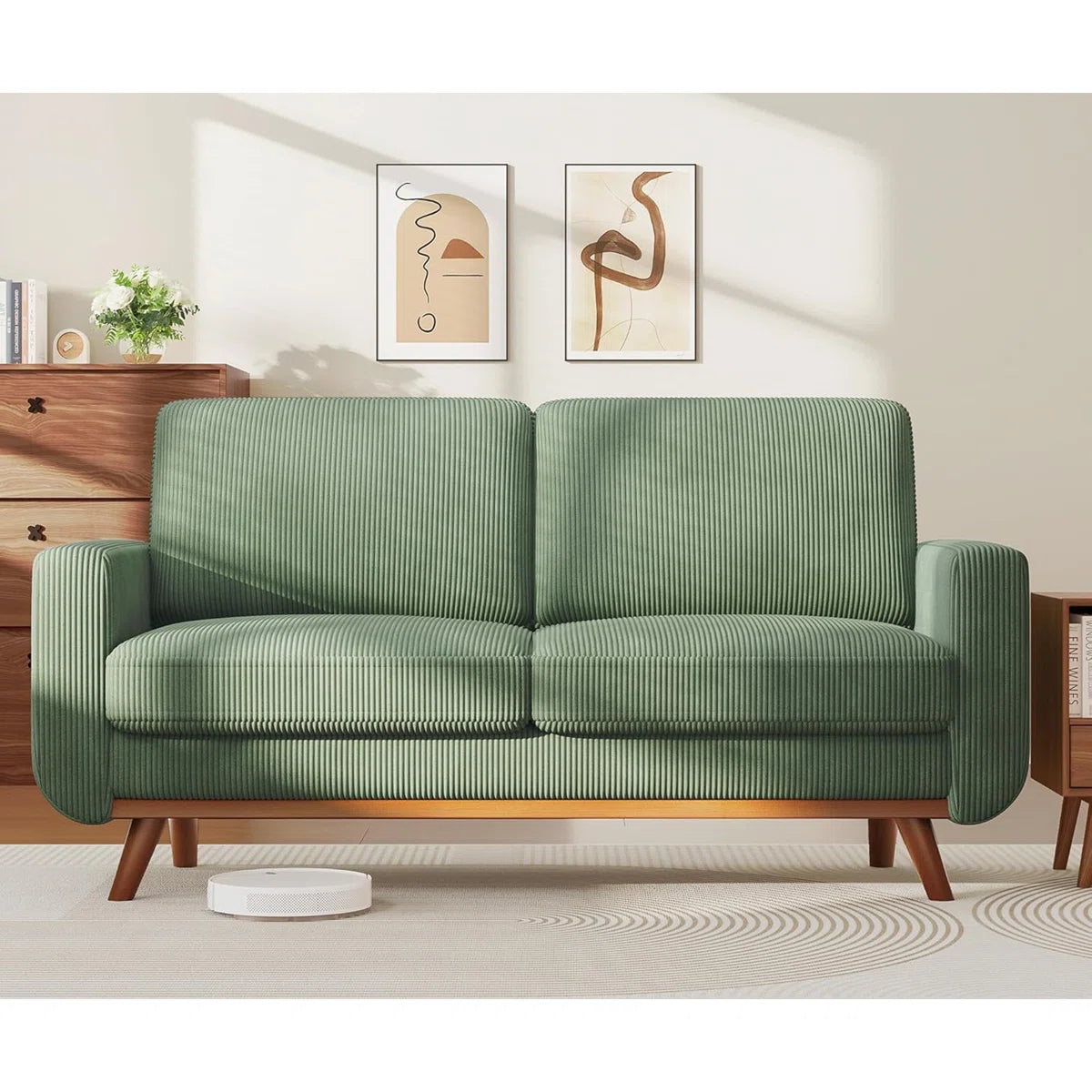 Parkway 2 Seater Green Cord Sofa