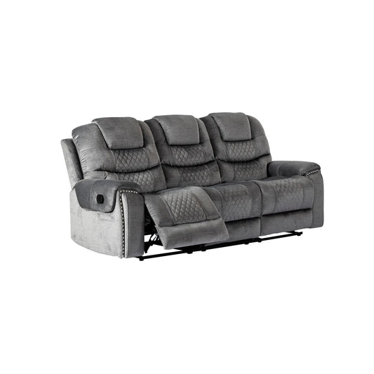 Pauline 3 Seat Grey Chenille Manual Reclining Sofa