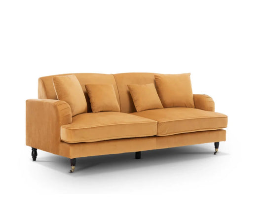 Penman Gold Velvet 3 Seater Sofa