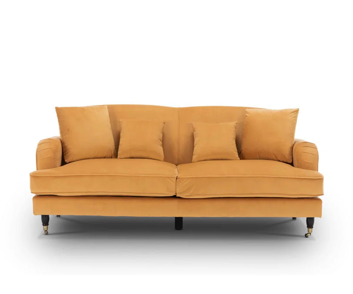 Penman Gold Velvet 3 Seater Sofa