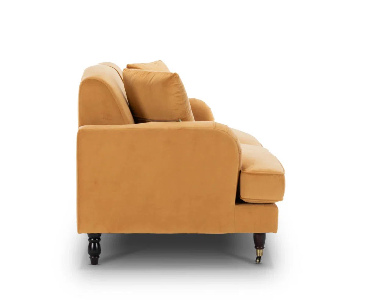 Penman Gold Velvet 3 Seater Sofa