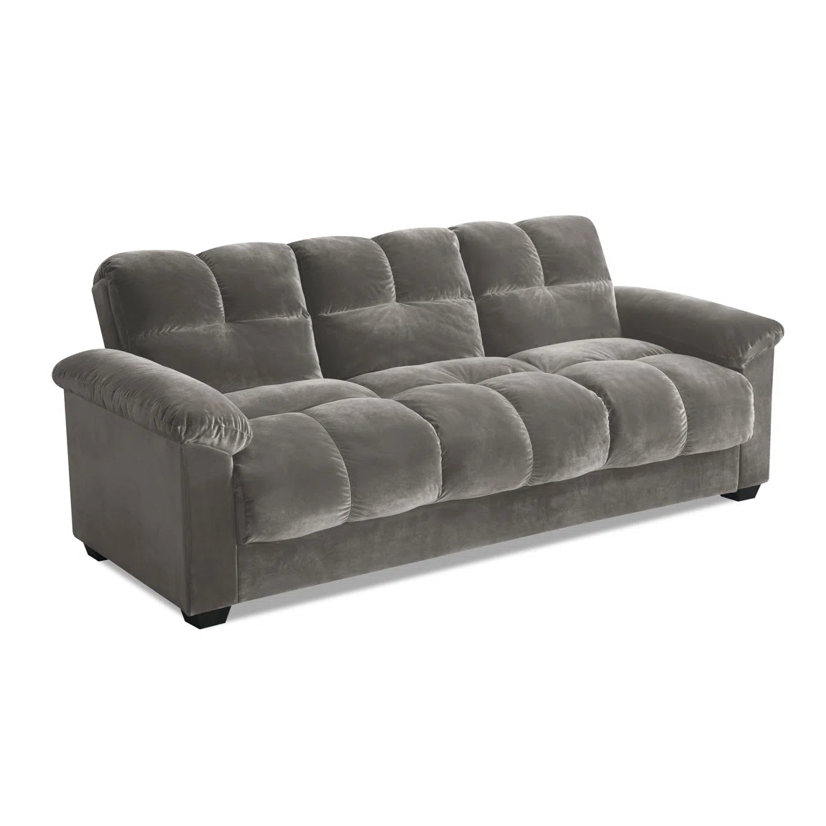 Philips 3 Seater Grey Plush Velvet Storage Clic Clac Sofa Bed with Cup Holders