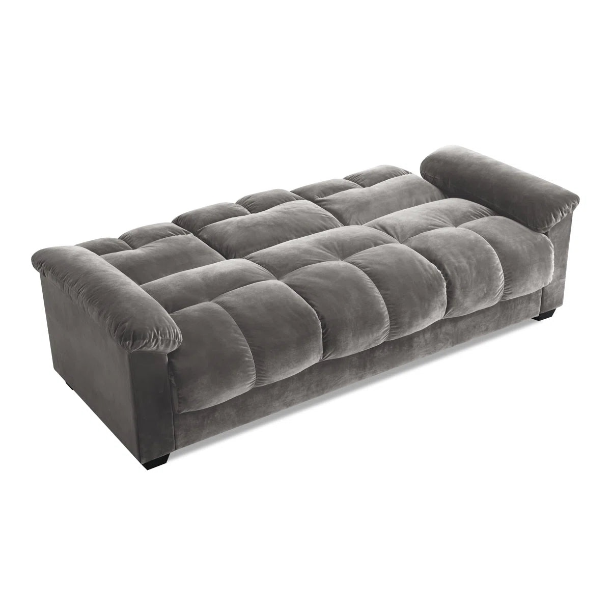 Philips 3 Seater Grey Plush Velvet Storage Clic Clac Sofa Bed with Cup Holders