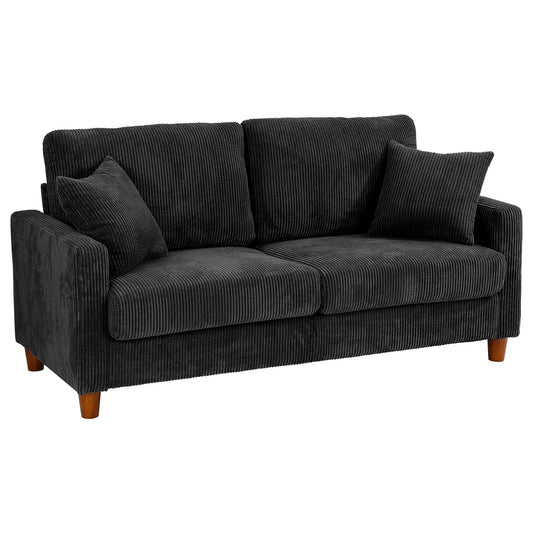 Quinn 2 Seat Black Cord Sofa