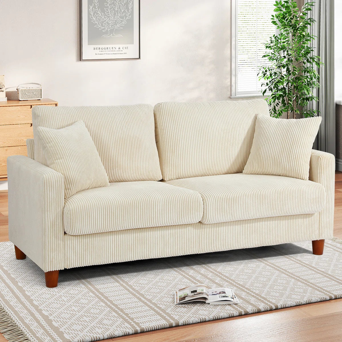 Quinn 2 Seater Cream Jumbo Cord Sofa