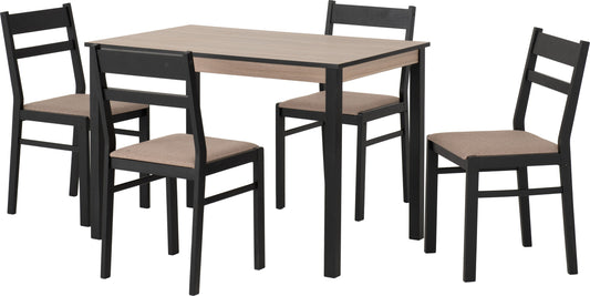 RAD Dining Set Black Oak Effect - Oat Fabric