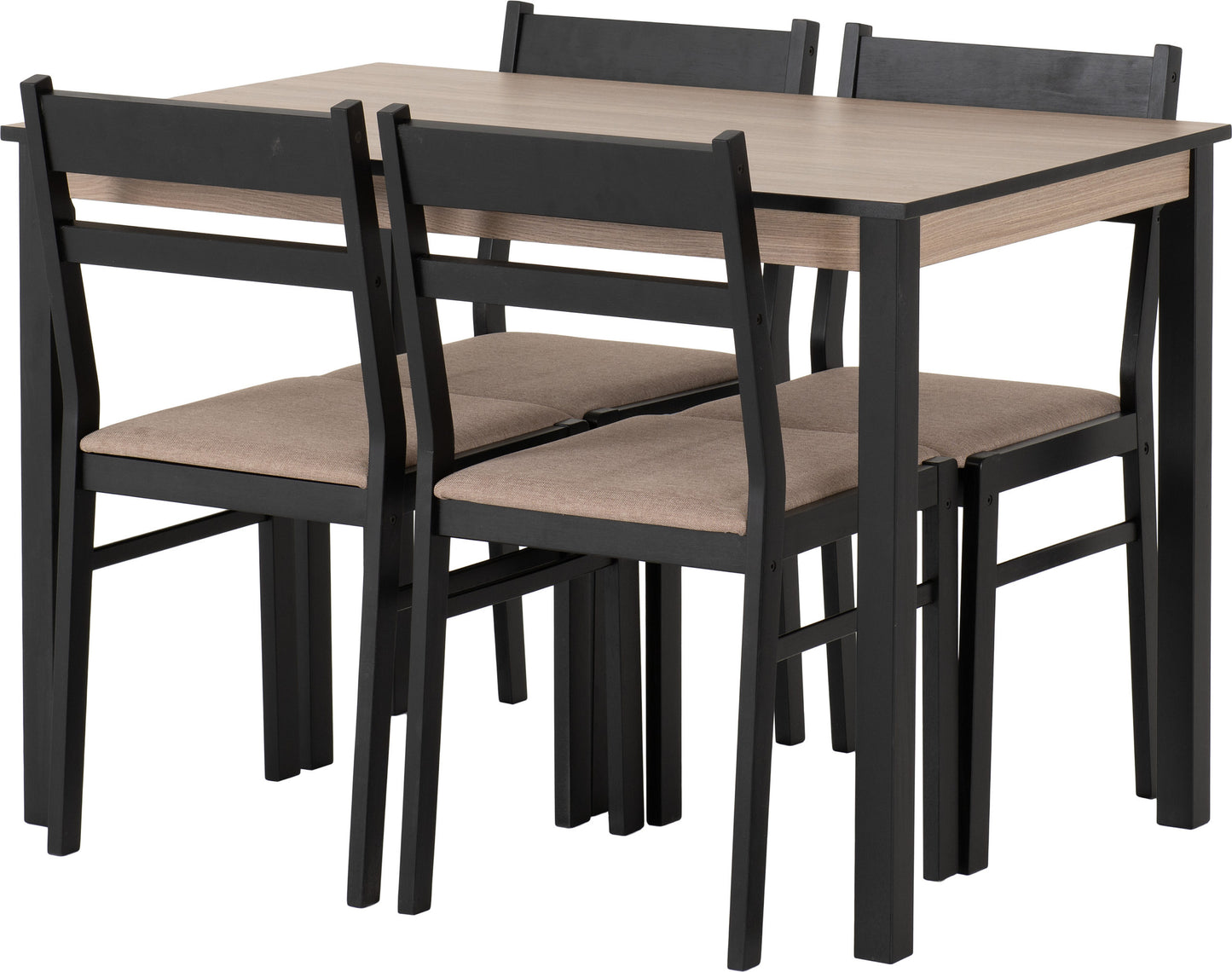RAD Dining Set Black Oak Effect - Oat Fabric