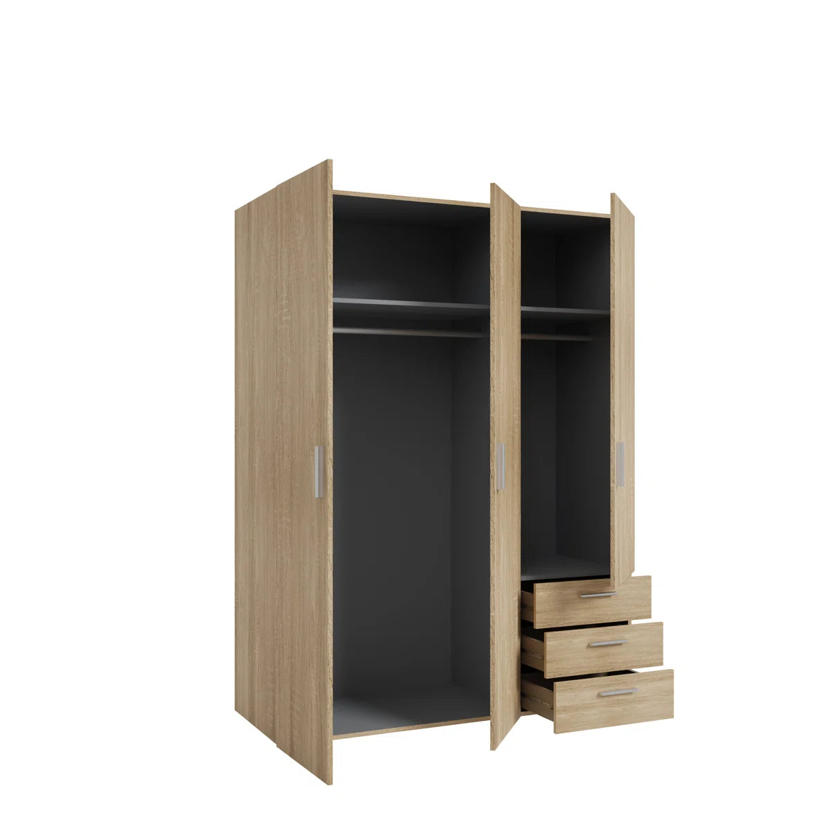 Lynn 3 Door 3 Drawer Sanoma Oak Wardrobe