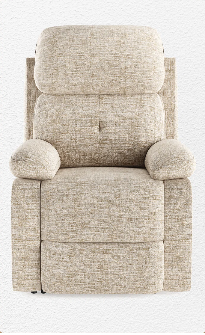 Helena Cream Chenille Manual Recliner