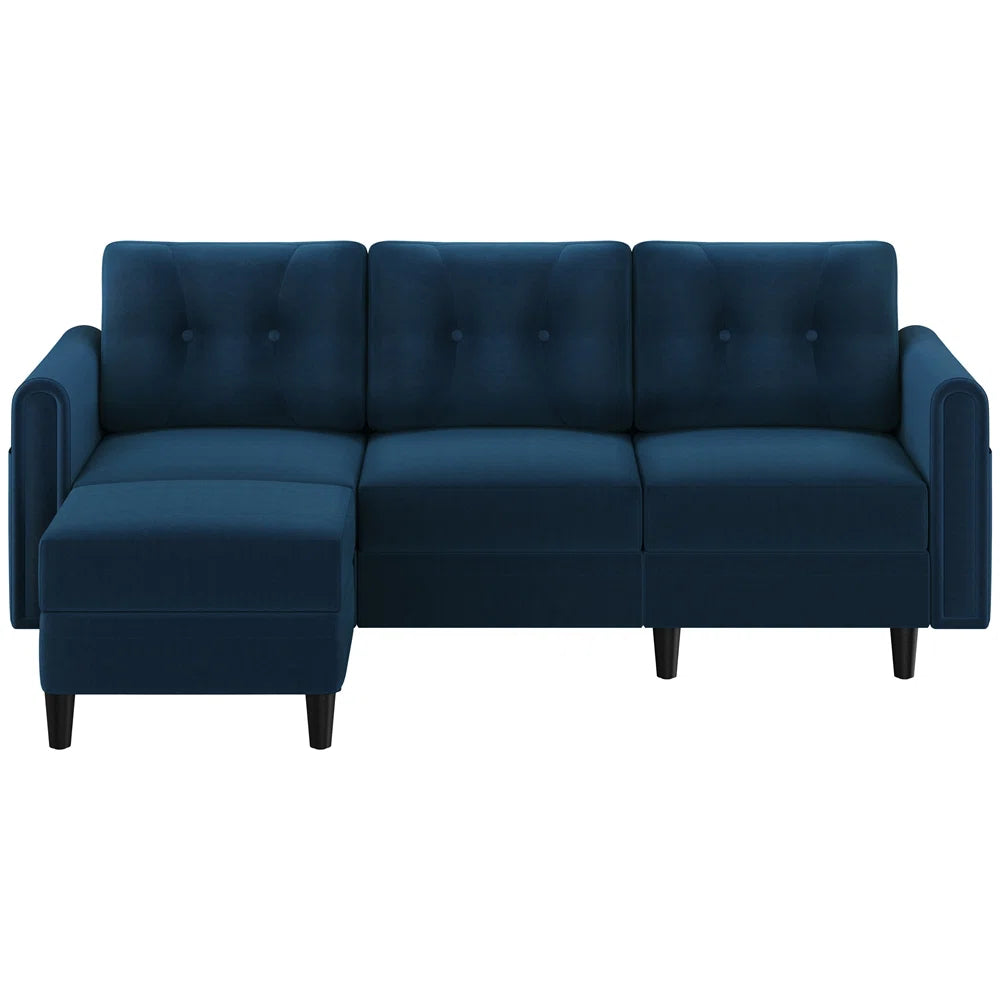 Honour 3 Seat Blue Velvet Sofa & Footstool