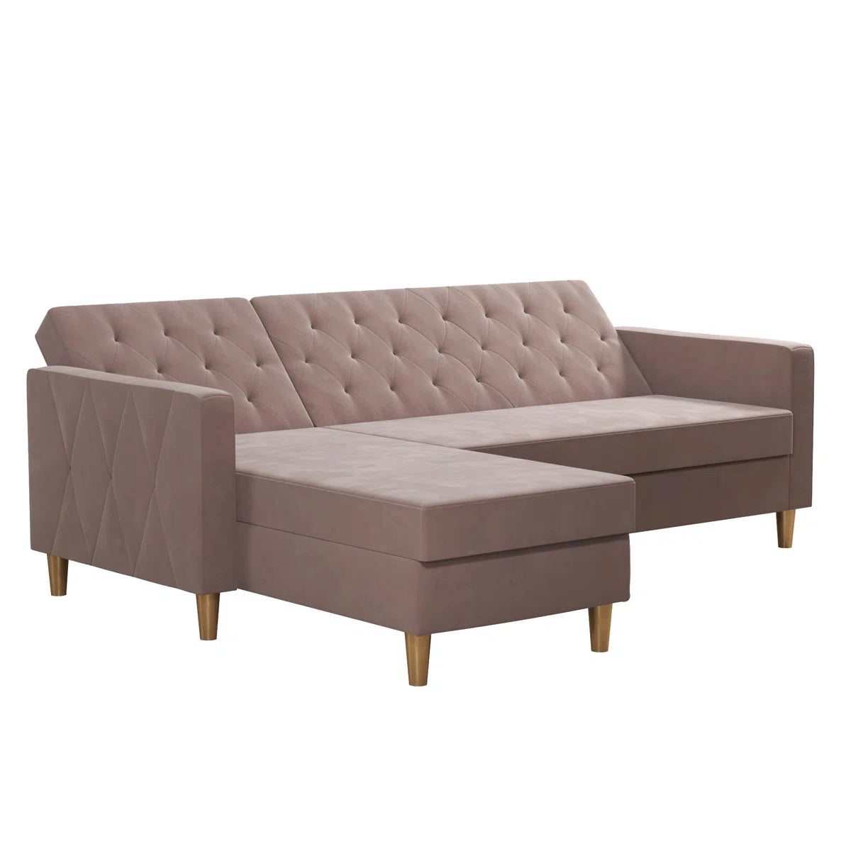 Geraldine Pink Velvet 3 Seat Reversible Clic Clac Storage Sofa Bed
