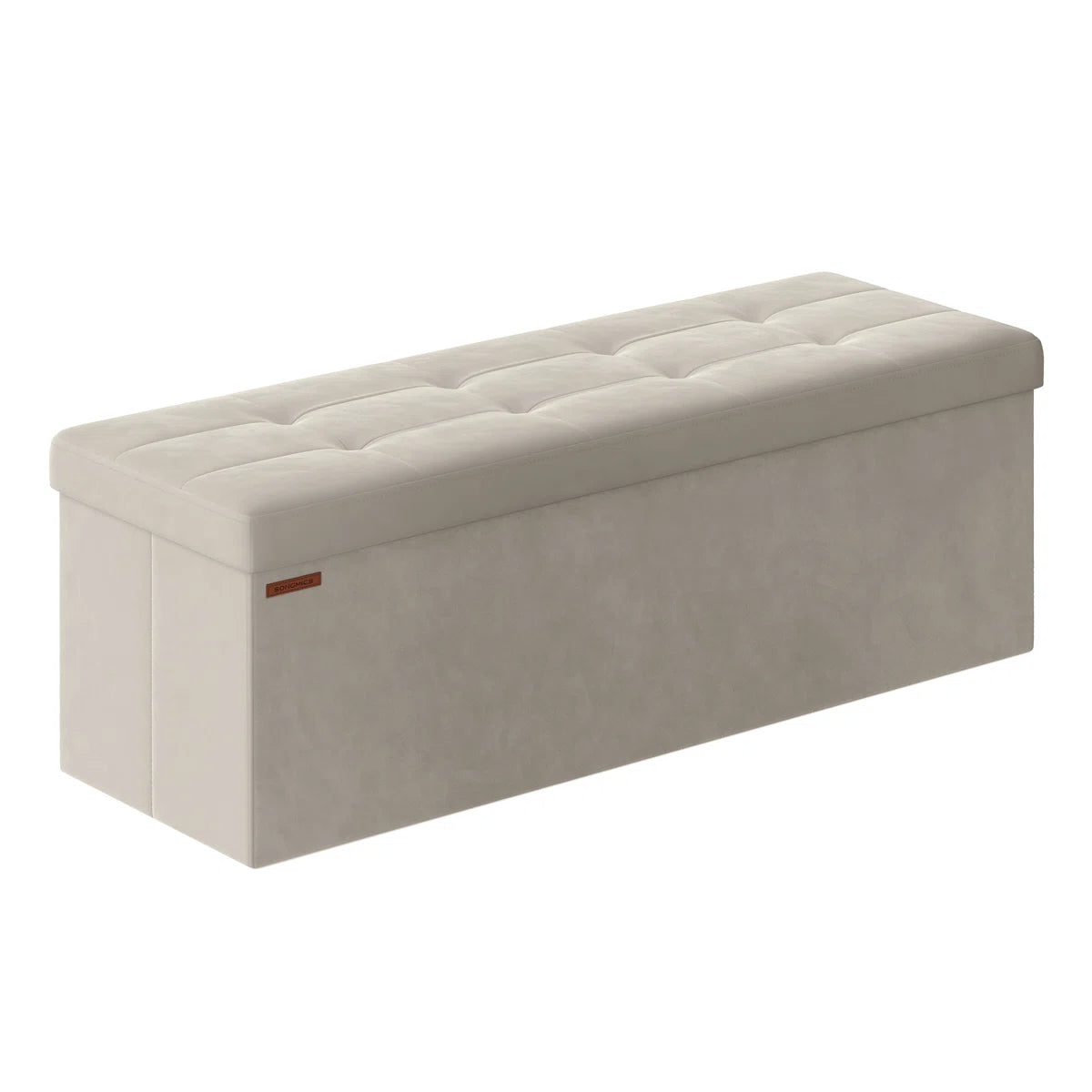 Ryan Beige Velvet Storage Ottoman
