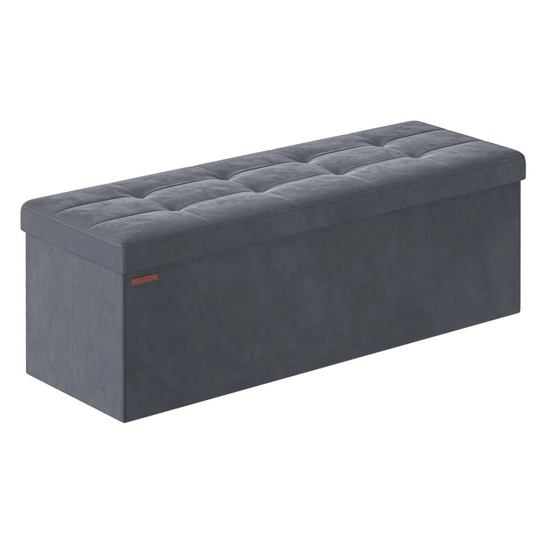 Ryan Grey Velvet Storage Ottoman