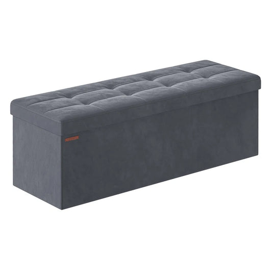 Ryan Grey Velvet Storage Ottoman