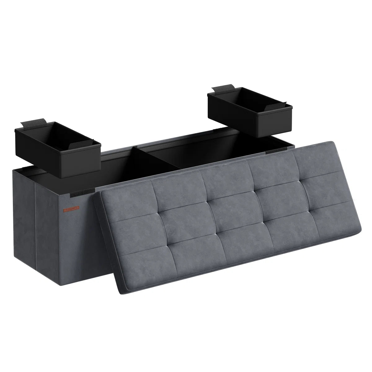Ryan Grey Velvet Storage Ottoman