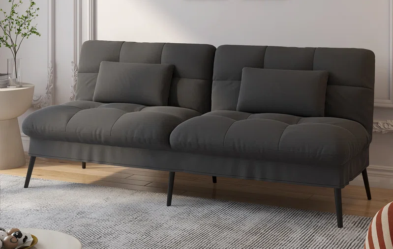 Richie 2 Seat Black Cotton Velour Clic Clac Sofa Bed