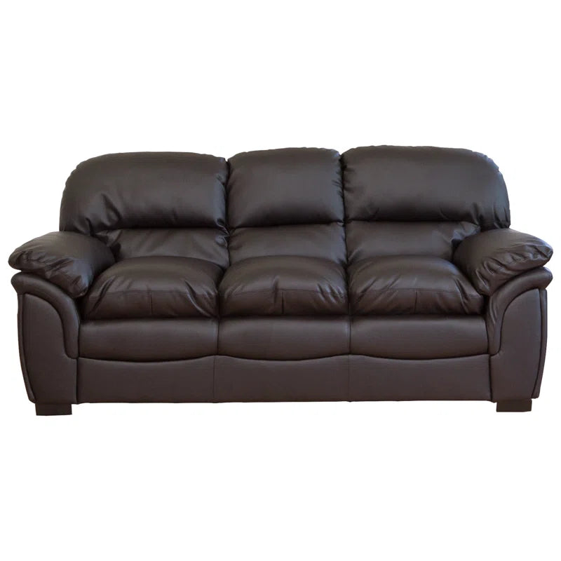 Sargent 3 Seat Brown Faux Leather Sofa