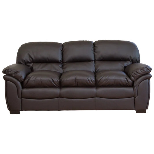 Sargent 3 Seat Brown Faux Leather Sofa