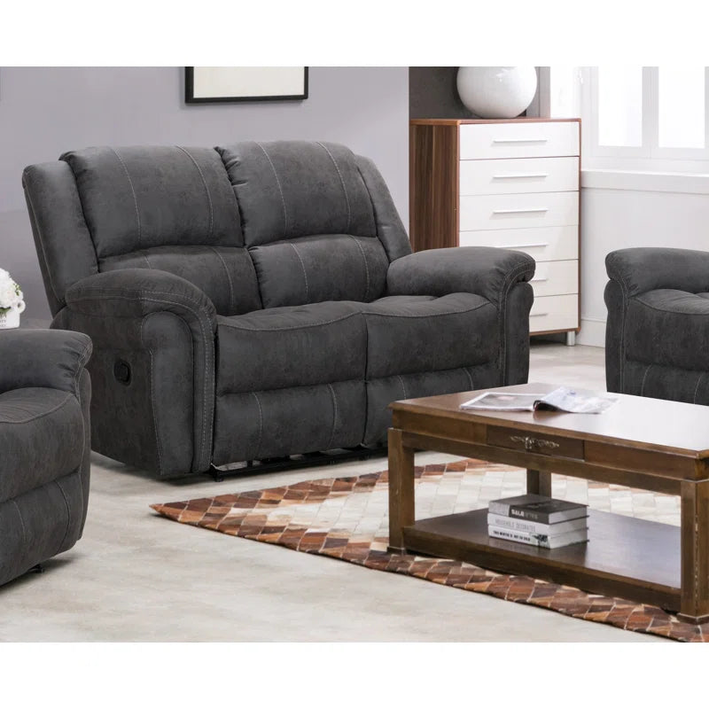 Tarrant 2 Seater Dark Grey Upholstered Reclining Sofa
