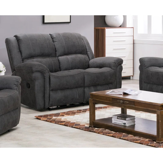 Tarrant 2 Seater Dark Grey Upholstered Reclining Sofa