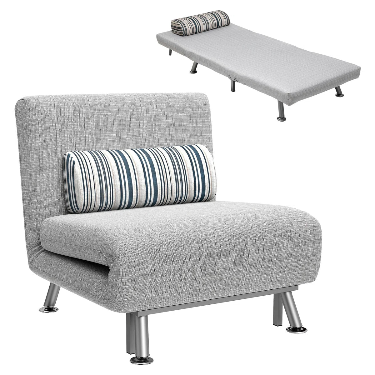 Sierra Grey Linen Single Sofa Bed