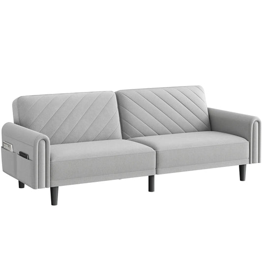 Lavender 3 Seat Light Grey Velvet Clic Clac Sofa Bed