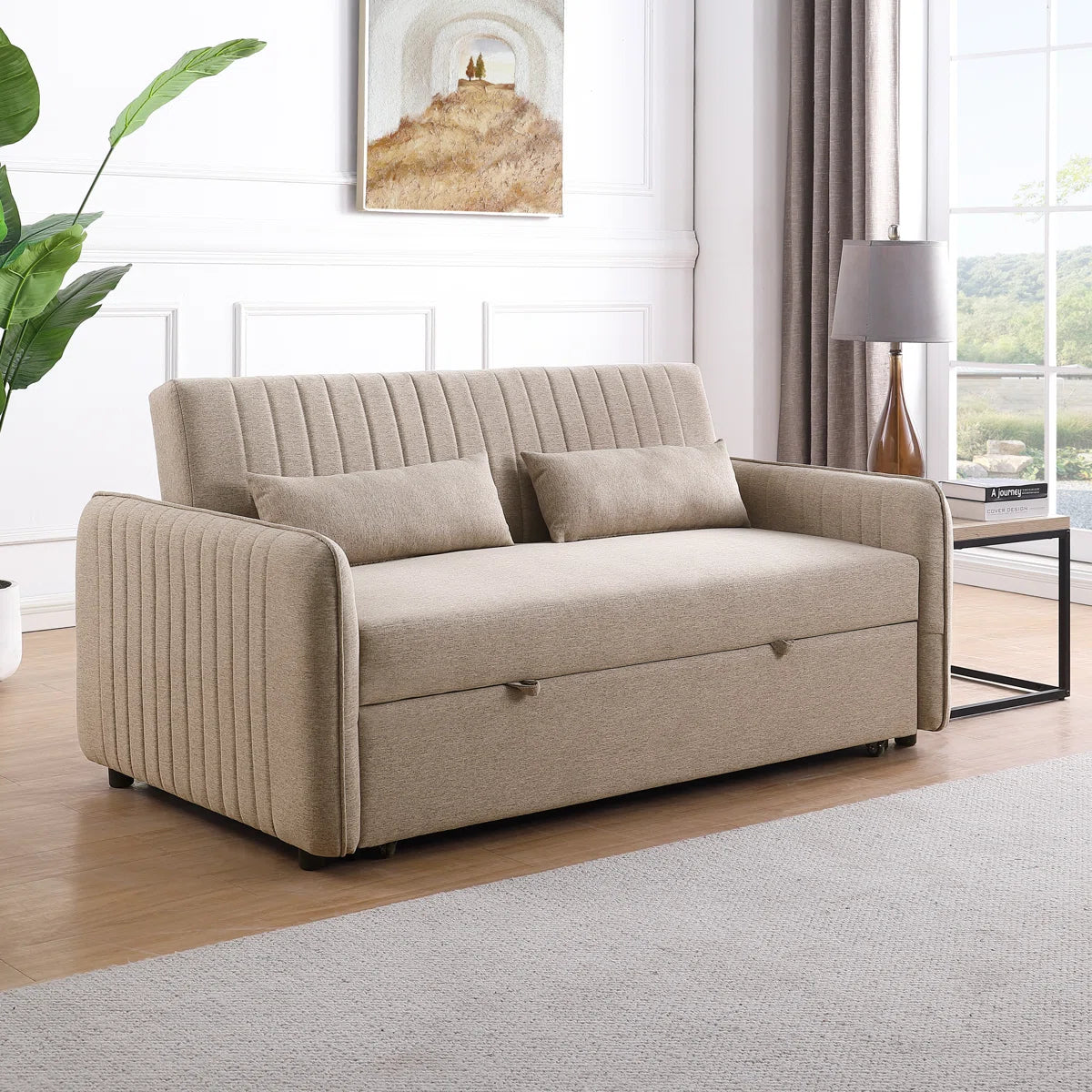 Dorian 2 Seat Dark Beige Double Sofa Bed