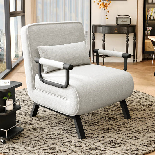 Isabella Light Grey Linen Chair Bed
