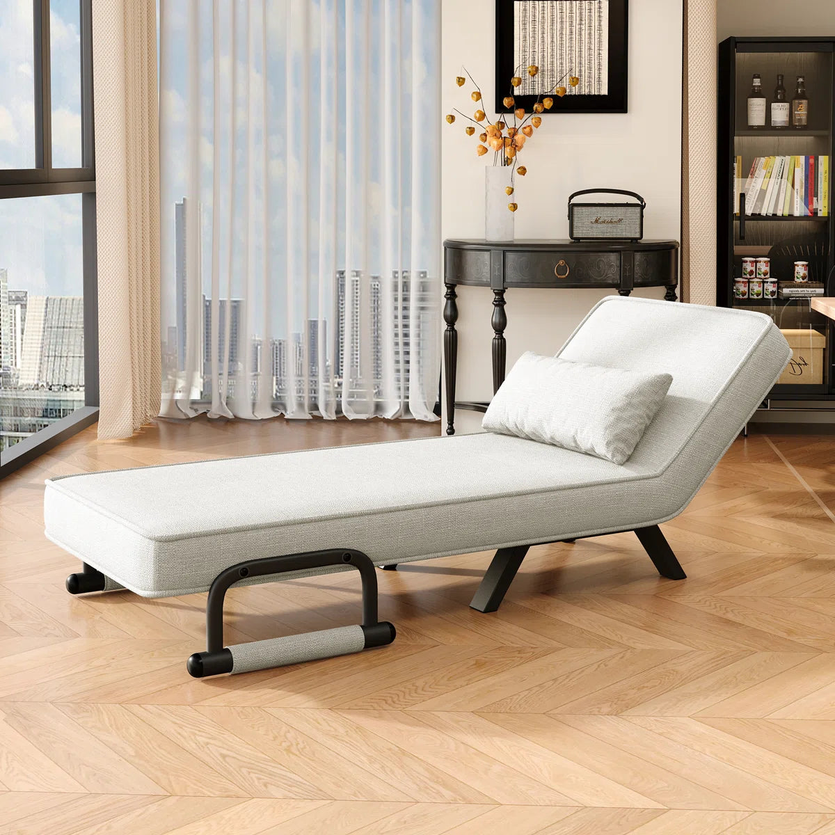 Isabella Light Grey Linen Chair Bed