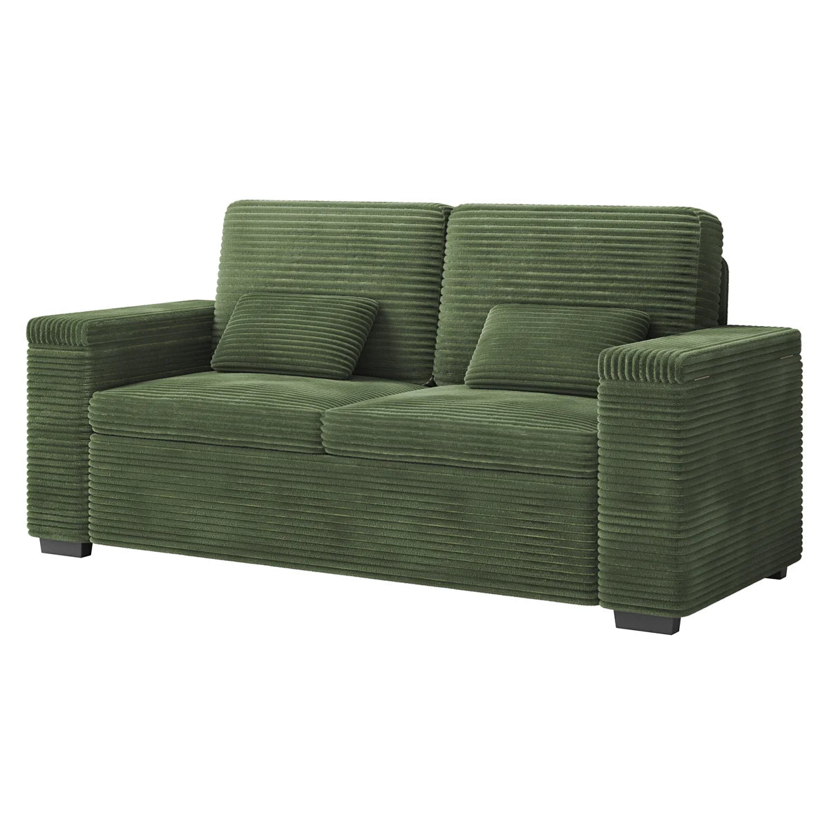 Arthur 2 Seat Green Jumbo Cord Storage Arm Sofa
