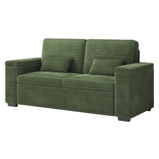 Arthur 2 Seat Green Jumbo Cord Storage Arm Sofa