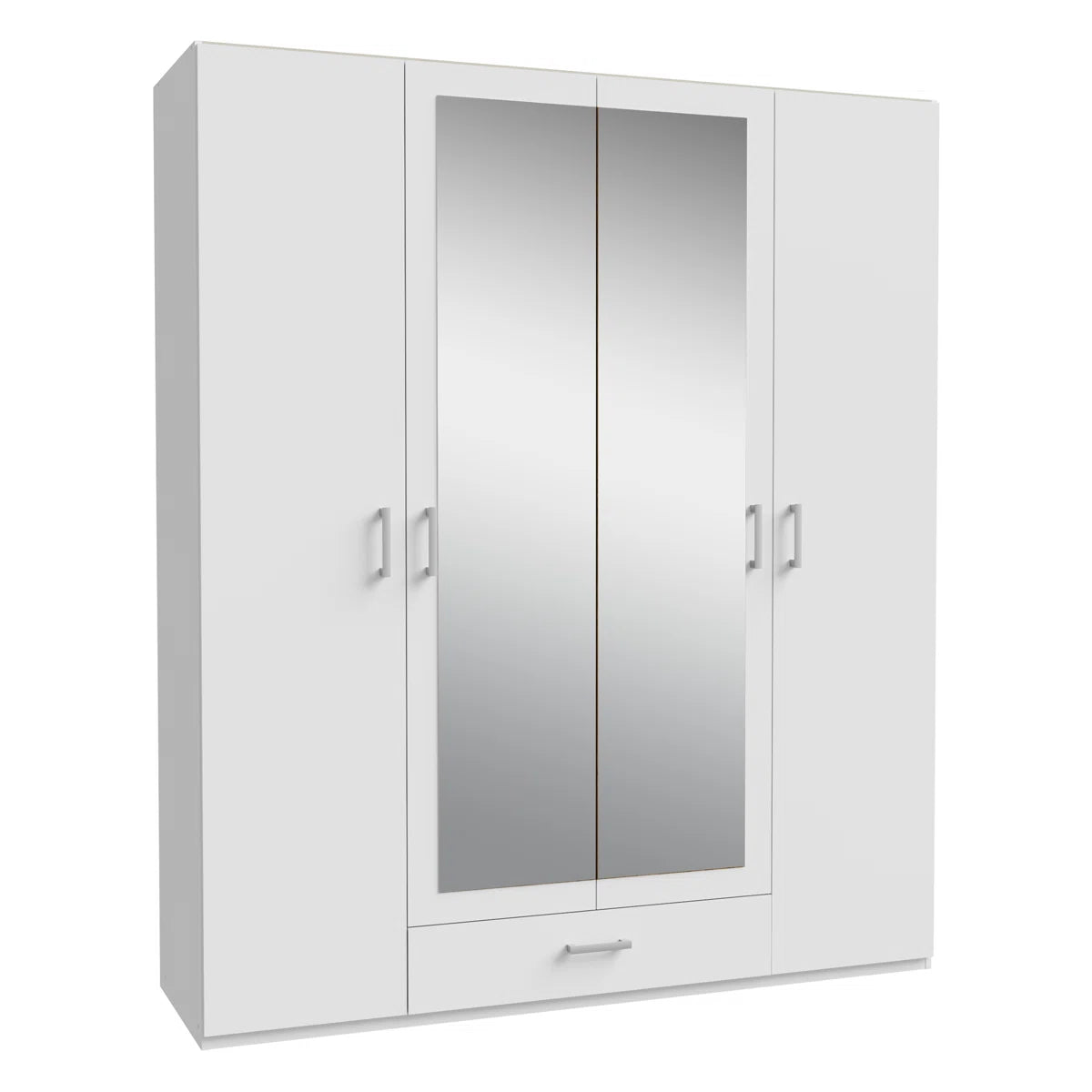 Suratha 4 Door 1 Drawer White Mirrored Wardrobe