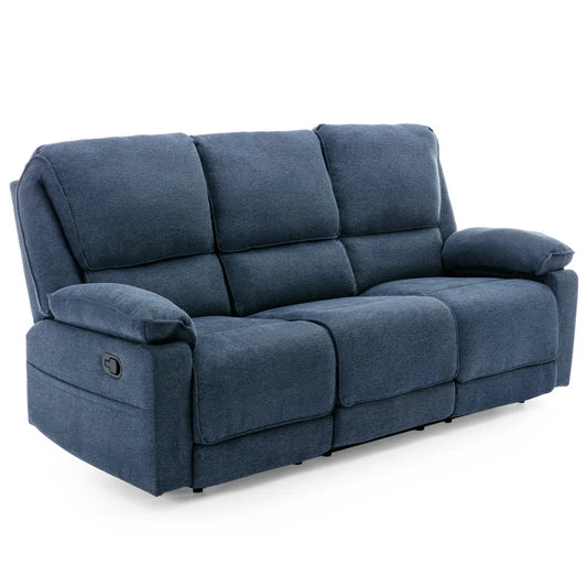 Brisbane 3 Seat Blue Linen Manual Recliner
