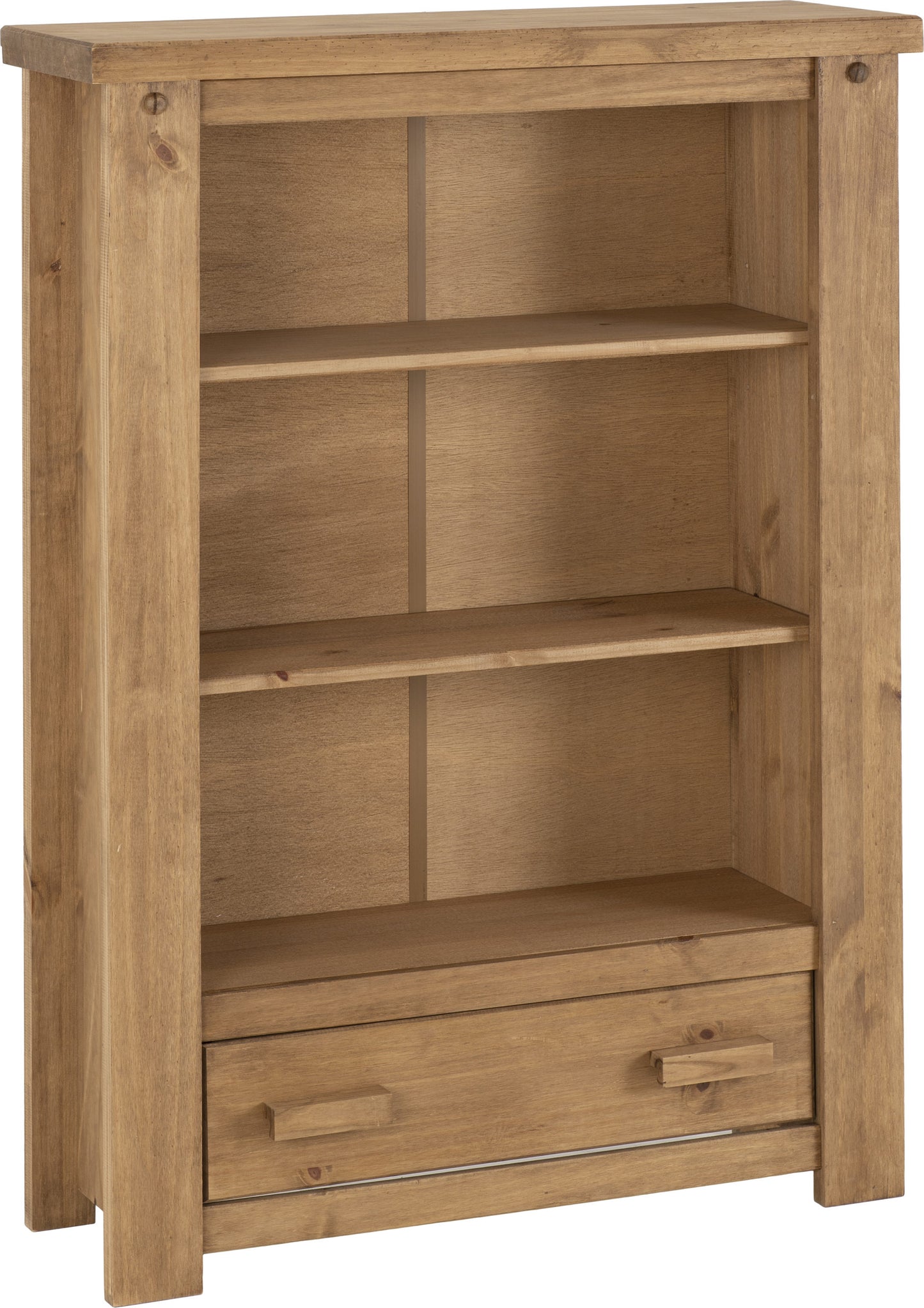 TOR Distressed Waxed Pine 1 Drawer Bookcase