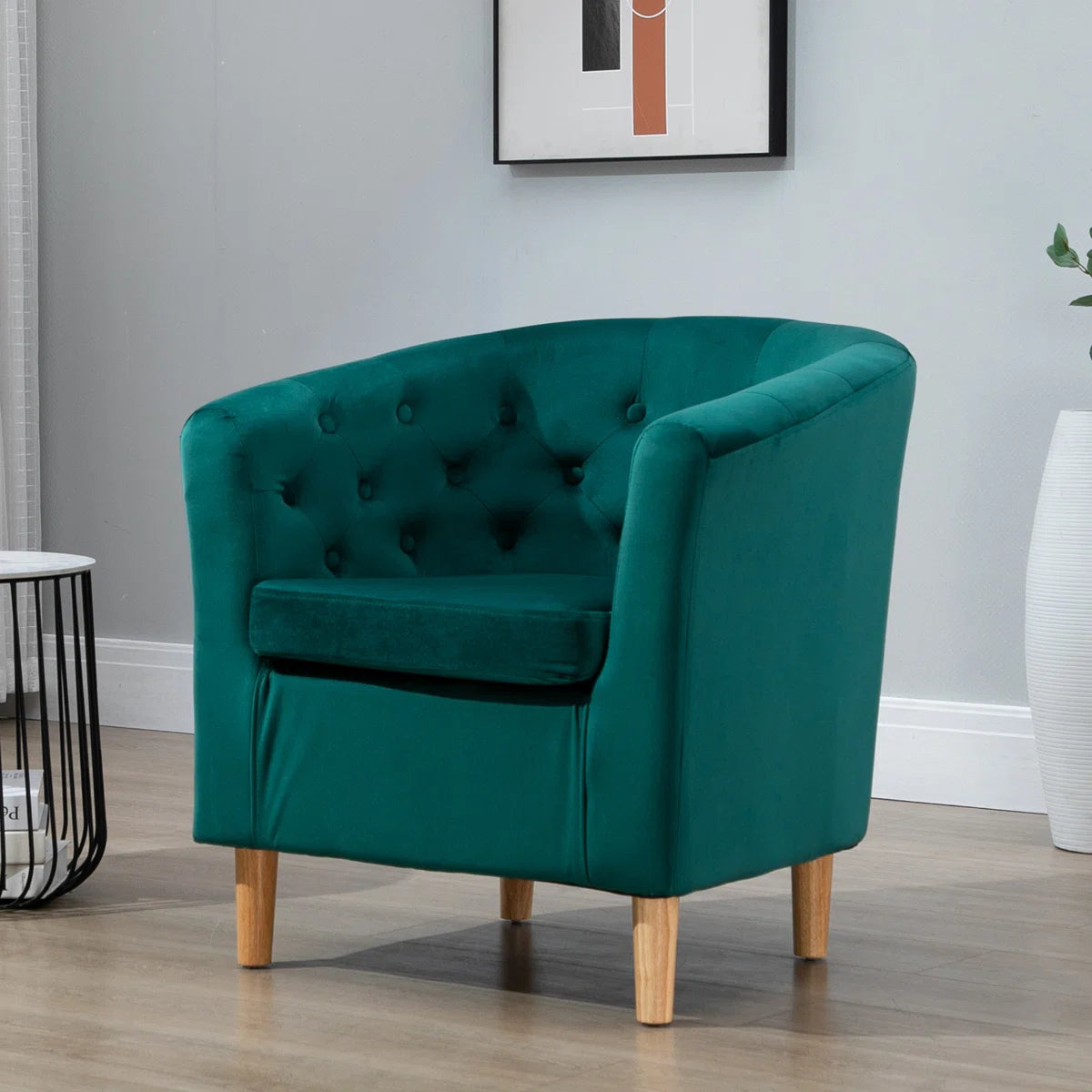 Marbles Green Velvet Barrel Chair