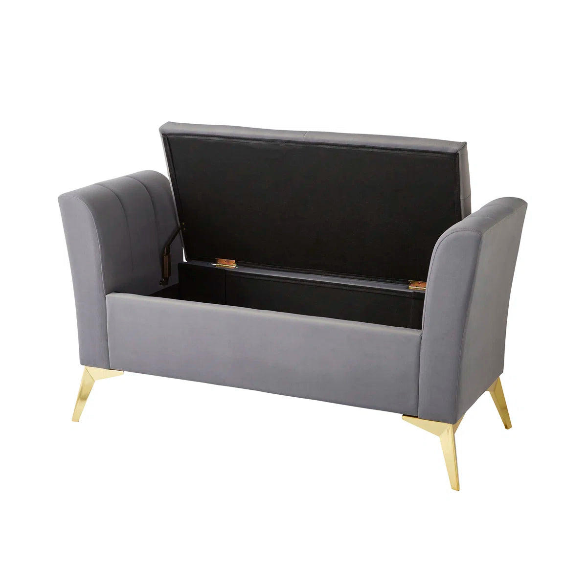 Henry Grey Velvet Storage Ottoman Seat