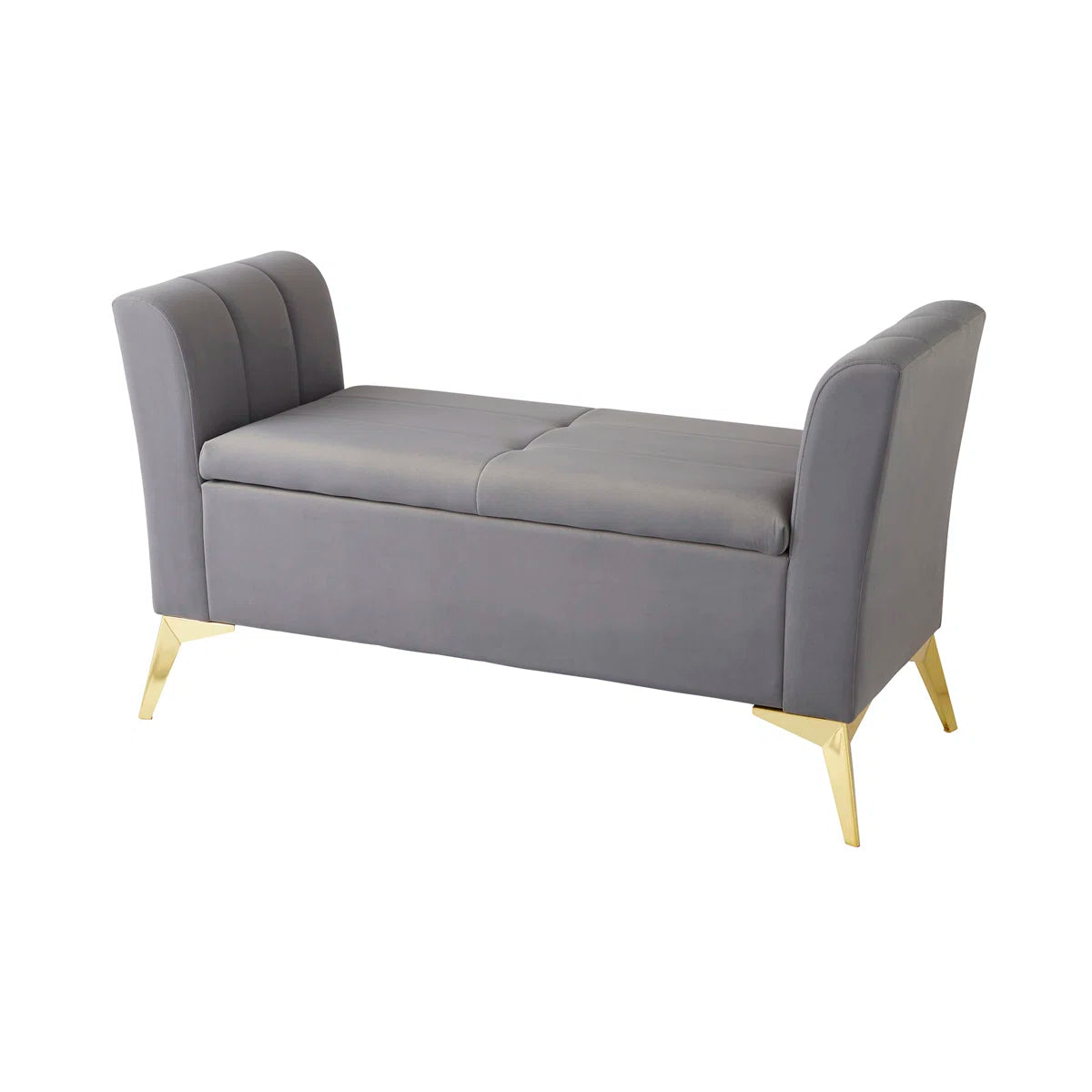 Henry Grey Velvet Storage Ottoman Seat