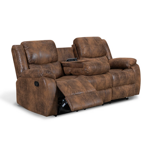 Joleen 3 Seat Brown Faux Leather Manual Recliner