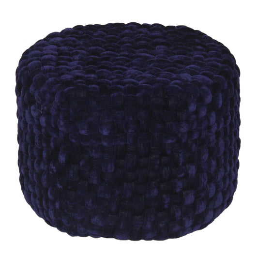 Katrina Navy Woven Cotton Ottoman Footstool