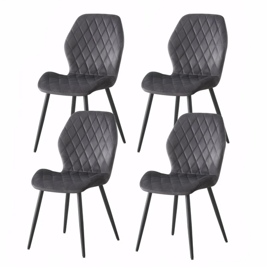 Nora Set of 4 Grey Velvet Dining Chairs