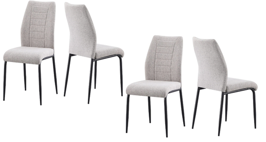 CHT Set of 4 Light Grey Upholstered Dining Chairs