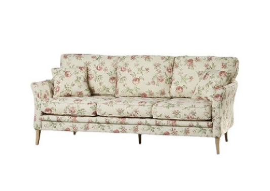 Avalon 3 Seater Cream Floral Upholstered Sofa
