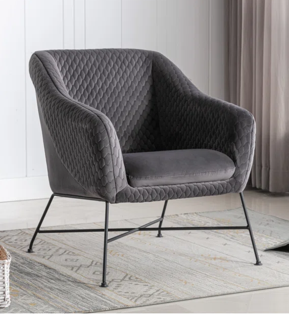 Emile Grey Velvet Side Chair