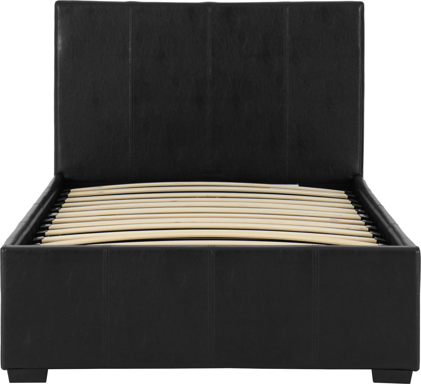 WAV 4ft6" Double Black Faux Leather Ottoman Bedstead