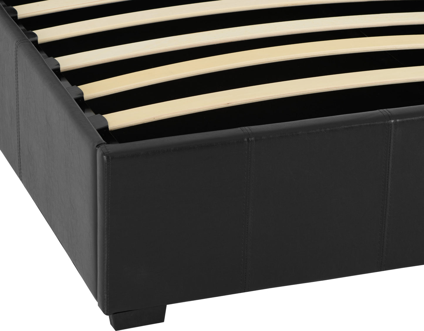 WAV 3ft Single Black Faux Leather Ottoman Bedstead