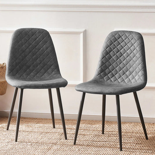 Prince Pair of Grey Faux Leather Dining Chairs