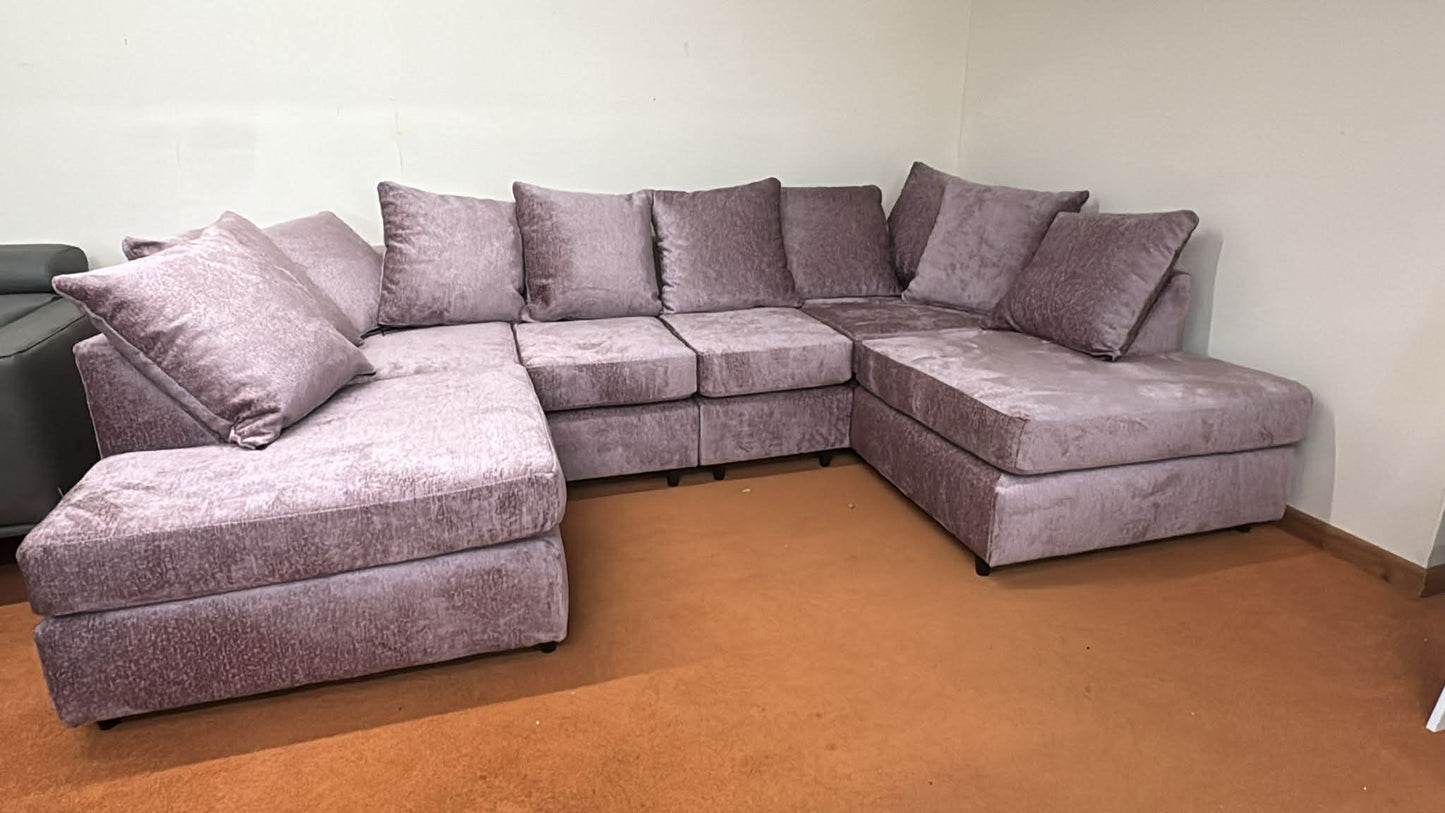 Kettler 8 Seat Pink Chenille Corner Sofa